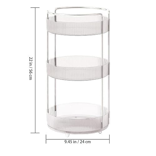 360° Rotating Makeup Organizer for Vanity, Skincare Perfume Organizers and Storage for Bathroom Countertop, Clear Makeup Brush Holder Lazy Susan for Counter (Transparent, 3 Tier) thumbnail 3