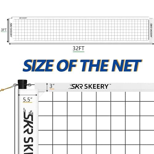 SKEERY Outdoor Heavy Duty Volleyball Net Set, Anti-Sag Design, Adjustable Aluminum Poles, Portable Volleyball Net for Backyard,Grass and Beach thumbnail 2