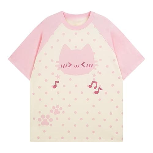 Y2K Cutecore Kawaii Teen Shirt Coquette Harajuku Oversize Japan Cat Print Cute Tshirt Top Clothes - Image 1