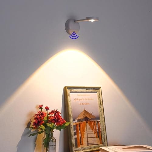 Motion Sensor Cordless Picture Lights,3 Color Temperature Art Display Lights, Led Dimmable Rechargeable Wall Lamp with Rotate Gooseneck Arm for Paintings,Tap Lights, Push Lights for Closet - Image 1