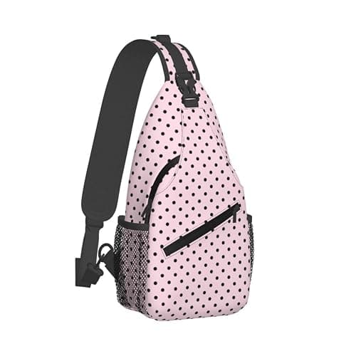 Polkadots Pink Pattern Print Sling Bag for Men Women, Crossbody Bags Chest Bag Daypack Sling Backpack for Travel Hiking - Image 1