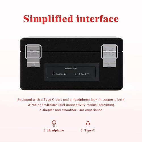 WhatPlus CD Player with Bluetooth Speakers, App Control, Magnetic Display | Color: Black and Pink. High-fidelity sound with a retro desktop design, ideal for home decor and gifting. thumbnail 5
