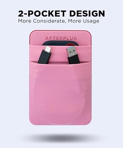 Afterplug 2-Pocket Adhesive Pouch for Laptop, Compatible with External Portable SSD, Magic Mouse, USB Cable and More - Pink thumbnail 5