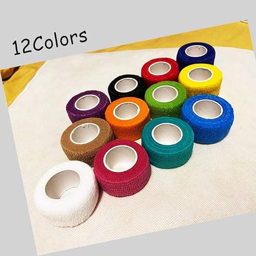 (12-Pack) 1” x 5 Yards | Self Adhesive Bandage Wrap, Kuvvfe Athletic Elastic Cohesive Bandage for Sports Injury,Strain,Knee & Wrist,Ankle Sprains & Swelling First Aid thumbnail 3