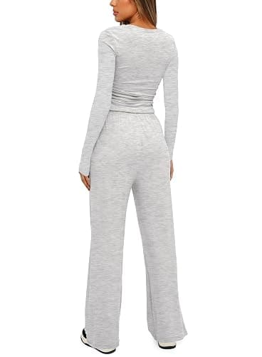 Darong Women's 2 Piece Sets 2025 Fall Outfits Long Sleeve Wide Leg Tracksuits Casual Lounge Set Matching Sets thumbnail 2