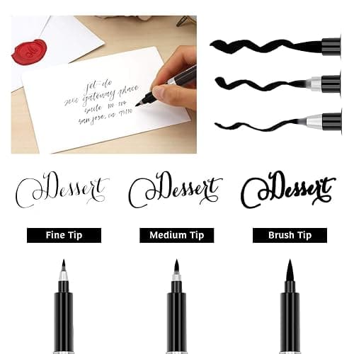 Rilanmit Calligraphy Pens Set for Beginners, Hand Lettering Pens Brush Drawing Markers Kits Chinese Japenese Pens Black Ink for Journaling, Writing, Art Drawing, 3 Size(Pack of 6) thumbnail 4