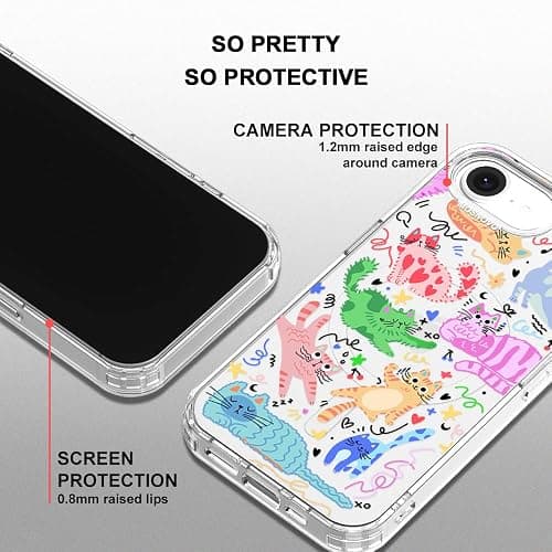 MOSNOVO for iPhone 17e Case/iPhone 16e Case, Compatible with Magsafe, Shockproof Military-Grade Protection 6.6ft Drop Tested, Magnetic Clear Phone Case for iPhone 17e, Doodle Cats Design thumbnail 4