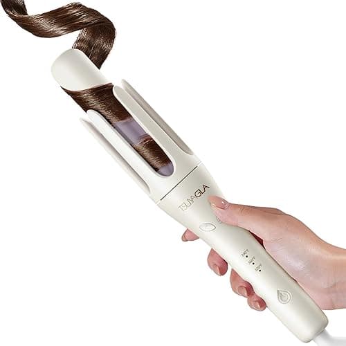 TSUYAGLA Automatic Hair Curler, 1 1/4 Inch Rotating Curling Iron with 3 Temp, 500 Million Ionic, 2-Way Rotation,10S Fast Heating, Anti-Scald, Anti-Tangle Rotating Curling Wand for Different Hair Types