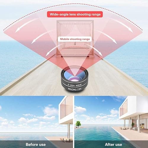 Godefa Phone Camera Lens Kit, 14 in 1 Lenses with Selfie Light for iPhone 14 13 12 11 Xs X Pro Samsung and Other Andriod Smartphone, Universal Clip on Wide Angle+Macro+ Fisheye Camera Lenses thumbnail 4