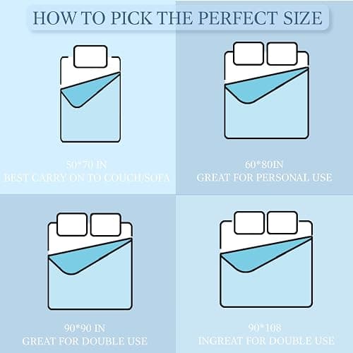 PFASDFW Cooling Blanket Twin Size (60"x80"), Double Sided Ice Cold Blanket for Hot Sleepers, Transfer Heat to Keep Cool, Soft Lightweight for Night Sweats, Bed & Couch, Ocean Design thumbnail 8
