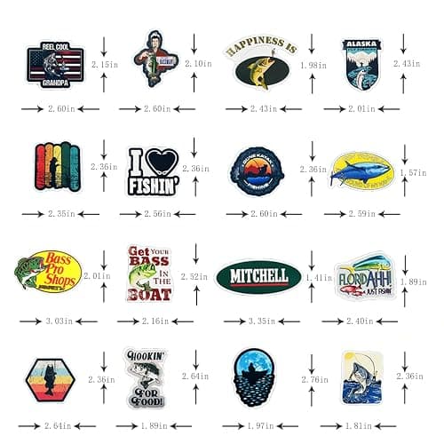 LINZZE ONESHAW Fishing Stickers Pack Waterproof Vinyl Bumper Decals Perfect for Laptop Car Skateboard Water Bottle Hard hat Scrapbook Travel Case Guitar Luggage Motorbikes (50-Pcs Fishing) - 50pcs Fishing thumbnail 3