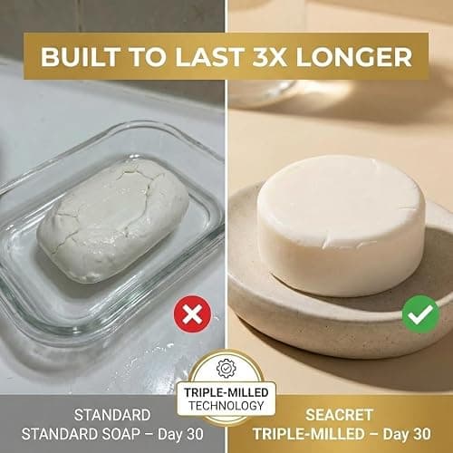 SEACRET Dead Sea Salt Soap - Vegan, SLS-Free, Paraben-Free - Triple Milled Mineral Bar with Olive & Almond Oils - Hydrating Cleanser for All Skin Types - Cruelty Free, 4.4 Oz / 125 g thumbnail 4
