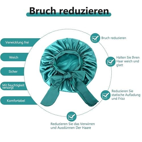 FOLAI 1 Stück Schlafmütze Satin Bonnet Nacht Schlaf Mütze Verstellbare Schlafkappe Kopfbedeckung Weiche Kopfhaube Schlafhaube Seide mit Gummizug für Damen und Mädchen（Schwarz） thumbnail 3