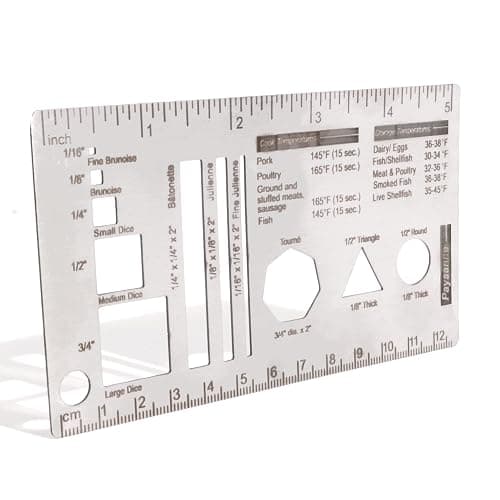 UPTTHOW Culinary Ruler Stainless Streel Mini Cutting Reference Template Cooking Measurement for Food Essential Kitchen Tool with Weight Temperature Baking Conversion Chart for Beginner and Chef (5*3") thumbnail 4