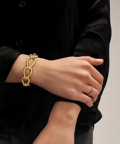 HUAYUNFANG Chunky Gold Stretch Bracelet for Women Adjustable Elastic Chain Bracelet Bold Statement Bracelet Trendy Jewelry thumbnail 3