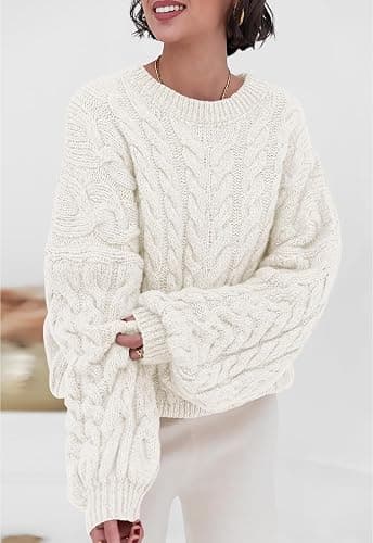PRETTYGARDEN Womens Sweaters Fall 2025 Cable Knit Long Sleeve Crewneck Oversized Sweater Chunky Pullover Loose Outfits - Image 1