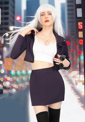DAZCOS Anime Womens Cosplay Costume US Size Set Bodycon Crop Shirt and Skirt with Glasses for Party Halloween thumbnail 6