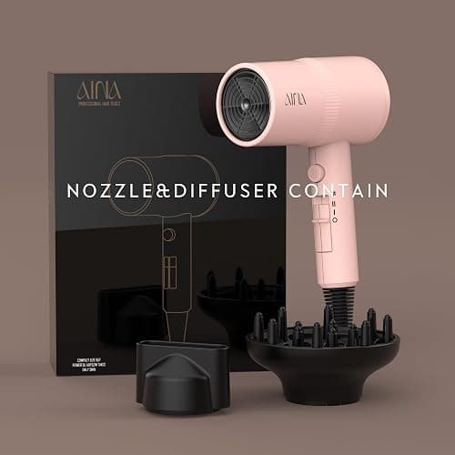 AINA Hair Dryer with Diffuser, Blow Dryer for Women | Advanced Ionic Technology, Ceramic Coating | Cold Shot Features Turbo Heat for Fast Drying and Shine 110V/ALCI (Babe Pink) thumbnail 5