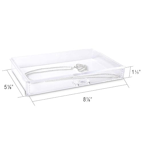 Frebeauty Extra Large Acrylic Jewelry Box for Women 5 Layers Clear Jewelry Organizer Velvet Earring Box with 5 Drawers Rings Display Case Necklaces Holder Tray for Women Girls(Pink) thumbnail 6