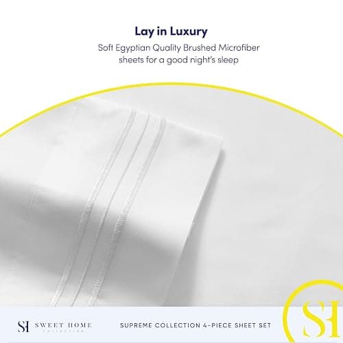 Twin XL Sheets - Breathable Luxury Sheets with Full Elastic & Secure Corner Straps Built In - 1800 Supreme Collection Extra Soft Deep Pocket Bedding Set, Sheet Set, Twin XL, White thumbnail 6