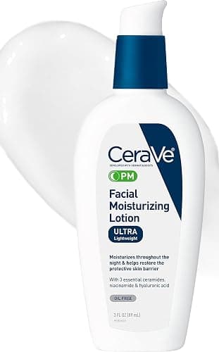 CeraVe PM Facial Moisturizing Lotion, Skin Care for Dry Skin, Oil-Free, 3oz | Travel Sized Face Lotion with Hyaluronic Acid, Niacinamide & Ceramides, Face Moisturizer for Men & Women, Skin Barrier Repair - Image 1