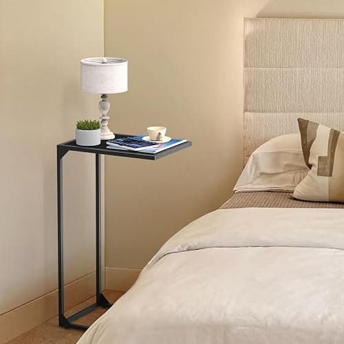 Sunexinlo C-Shaped Side Tables for Small Spaces – Convenient and Versatile Snack Tables for Living Room, Bedroom, or Office Use, for Sofa or Bedside (Black) thumbnail 8