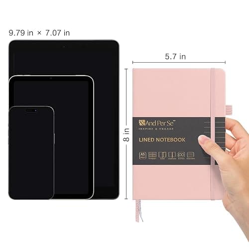 &And Per Se Lined Journal Notebook, 160 Pages, A5 5.7 x 8 inches College Ruled Thick Paper Notebook Journals for Writing, Hardcover Notebooks for Women Men Office School (1 Pack, Pink) thumbnail 3