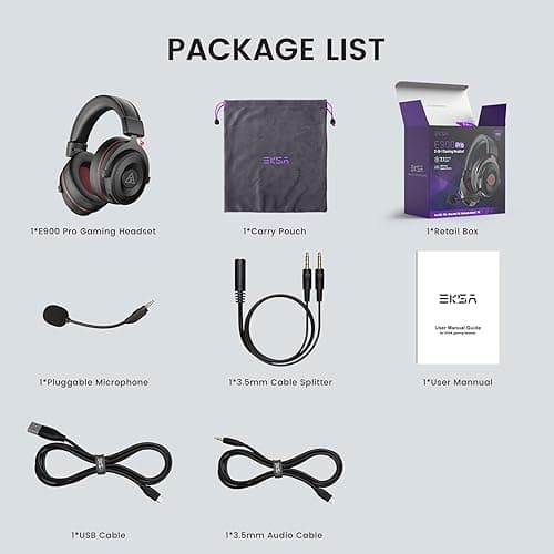 EKSA E900Pro Gaming Headset for PC PS5 PS4, Wired Headphones with Detachable Noise Cancelling Mic, 7.1 Surround Sound, USB&3.5mm Cable, LED Light, Over-Ear USB Gaming Headphones for Xbox One (Black) thumbnail 8