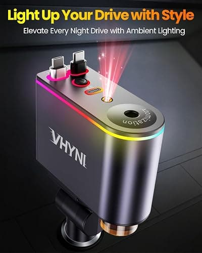VHYNI Smart Car Air Freshener Diffuser,Auto Car Diffuser with 6 Fragrances | 2-in-1 Car Diffuser with Retractable Charger, Ultrasonic Car Aromatherapy Mist, Auto On/Off, Ambient Light thumbnail 9