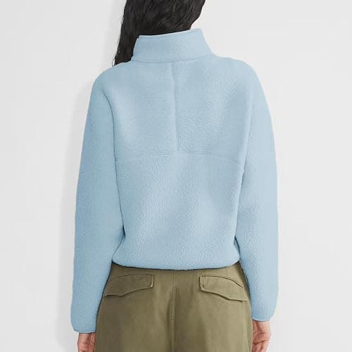 Keeliya Womens Fleece Sweatshirts Cropped Half Zip Fuzzy Warm Sherpa Pullover Varsity Jackets with Zipper Pockets thumbnail 4
