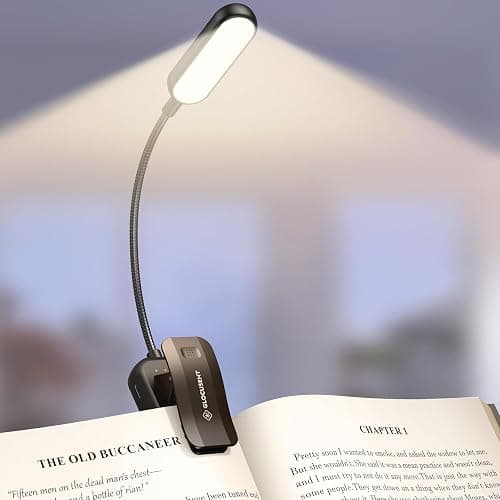 Glocusent 20 LED Book Light for Reading in Bed, Eye Caring Reading Light, 5 Colors & 5 Brightness 3–100LM Dimmable, 1200mAh Rechargeable to 90 Hrs, Lightweight Clip on Light for Book Lovers - Image 1