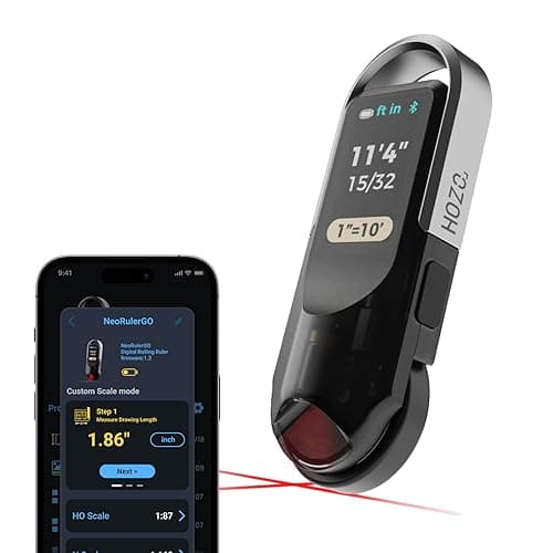 HOZO NeoRulerGO Digital Tape Measure with Laser, Smart Rechargeable Measuring Tool for Flat, Curved, Odd Shapes | Bluetooth App | Pocket Size | Cool GadgetsFathers Day Gift for Dad, Men, Husband