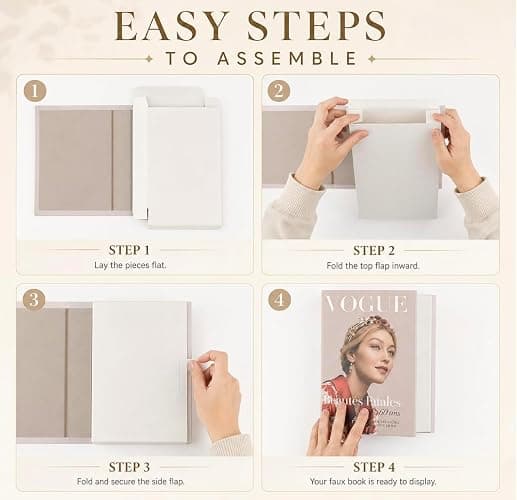 4 Pcs Decorative Books | Faux Blush Coffee Table & Shelf Decor | Empty Cardboard Boxes - No Pages Inside, They Do Not Open - Arrive Flat, You Fold Them in 2 Minutes, No Tools thumbnail 4