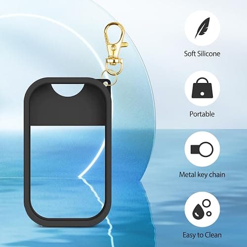 TERPINK Silicone Case Compatible with Touchland Hand Sanitizer Spray, Protective Case with Keychain for Power Mist and Glow Mist 1 fl oz, Hand Sanitizer Spray Accessory (Black, 1 Pack) thumbnail 5