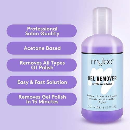 Mylee Nail Gel Polish Prep Wipe + Remover Cleanser UV LED Manicure Acetone 2x250ml by Mylee | UV/LED Manicure Acetone thumbnail 3