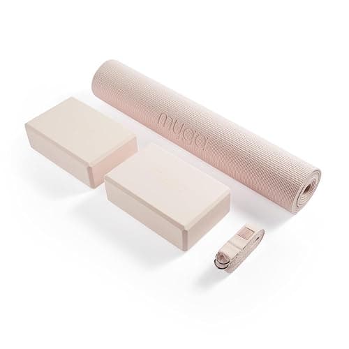Myga Yoga Starter Set – Yoga Mat, 2 Yoga Blocks & Strap with Metal D-Ring – Non-Slip Yoga & Pilates Kit for Home Workouts & Fitness – Lightweight & Durable | 173cm x 61cm x 4mm - Image 1