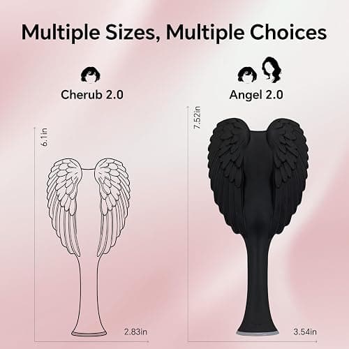 Detangling Hair Brush - Anti Static Angel Wing Hair Brush with Soft & Flexible Bristle for Straight & Wavy Hair - Tangle Angel Hair Detangler Brushes for Blow Drying & Shower - Matt Black thumbnail 12
