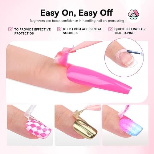 SAVILAND Liquid Latex Tape Kit - 2pcs 20ml Latex Tape for Nails Art Peel Off Cuticle Nail Polish Guard Skin Barrier Protector Gel Nail Polish Remover for Nail Salon Home DIY thumbnail 5