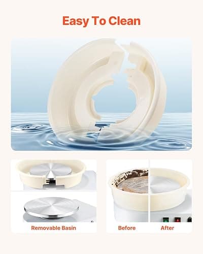 VEVOR 14in/35cm Pottery Wheel for Adults, 0-2in Lift-Table 450W Professional Pottery Kit with Foot Pedal Detachable Basin DIY Art Clay Potter's Wheel for Kids Adults Beginners at Home Pottery, White thumbnail 5