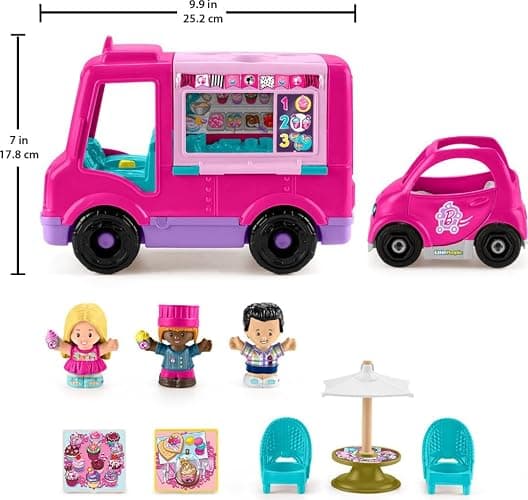 Fisher-Price Little People Barbie Toddler Toy Cupcake Truck Musical Playset with 9 Pieces for Pretend Play Kids Ages 18+ Months (Amazon Exclusive) thumbnail 2