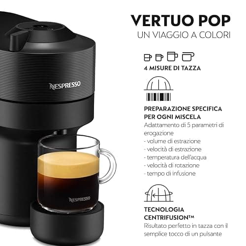 De'Longhi Nespresso Vertuo Pop ENV90.B, Macchina Caffè a Capsule con Tecnologia Centrifusion, 4 Formati in Tazza, Incluso Set di Benvenuto con 12 Capsule, 1260W, Liquorice Black thumbnail 4