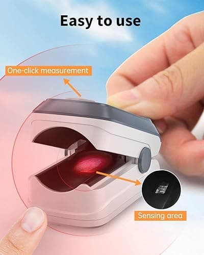 Fingertip Pulse Oximeter Blood Oxygen Saturation Monitor Pulse Ox, Heart Rate and Fast Spo2 Reading Oxygen Meter with OLED Screen Included Lanyard and 2 X AAA Batteries - Gray thumbnail 6