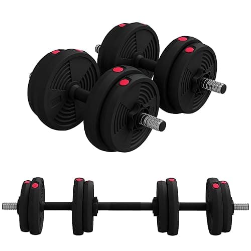 SPORTNOW Haltères 2 en 1 réglables, haltères libres avec poignées antidérapantes, 15KG - Barres incluses - entraînement Musculaire & haltérophilie - Image 1