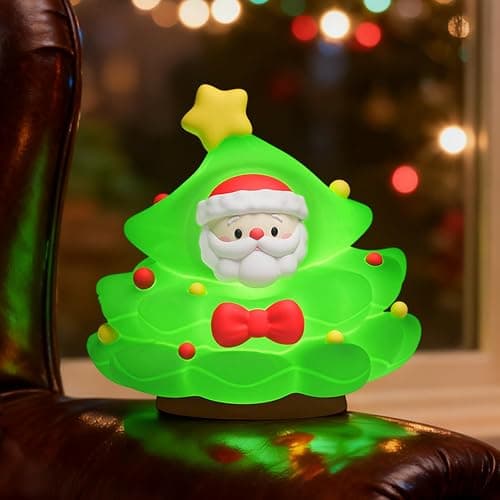 Christmas Tree Night Light for Kids, Soft Silicone Night Light with 30/60min Timer, 3-Level Brightness Dimmable Lamp, LED Rechargeable Lamp for Toddler Boys Girls Room Xmas Decoration (Christmas Tree) - Image 1