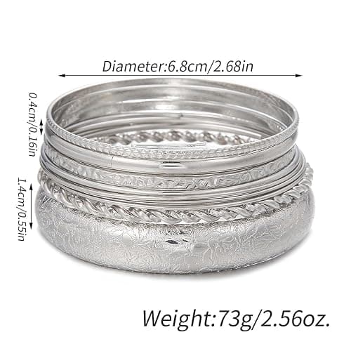 RINTOLER 16Pcs Gold Bangle Bracelets for Women - Multi Layer Stackable Textured Bracelets Boho Jewelrys Set. thumbnail 5