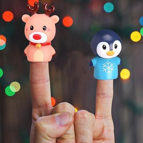 CCINEE 5 Pieces Christmas Finger Puppets Toys for Kids Elk Santa Claus Snowman Christmas Tree Character Party Favors Goodie Bag Fillers thumbnail 6