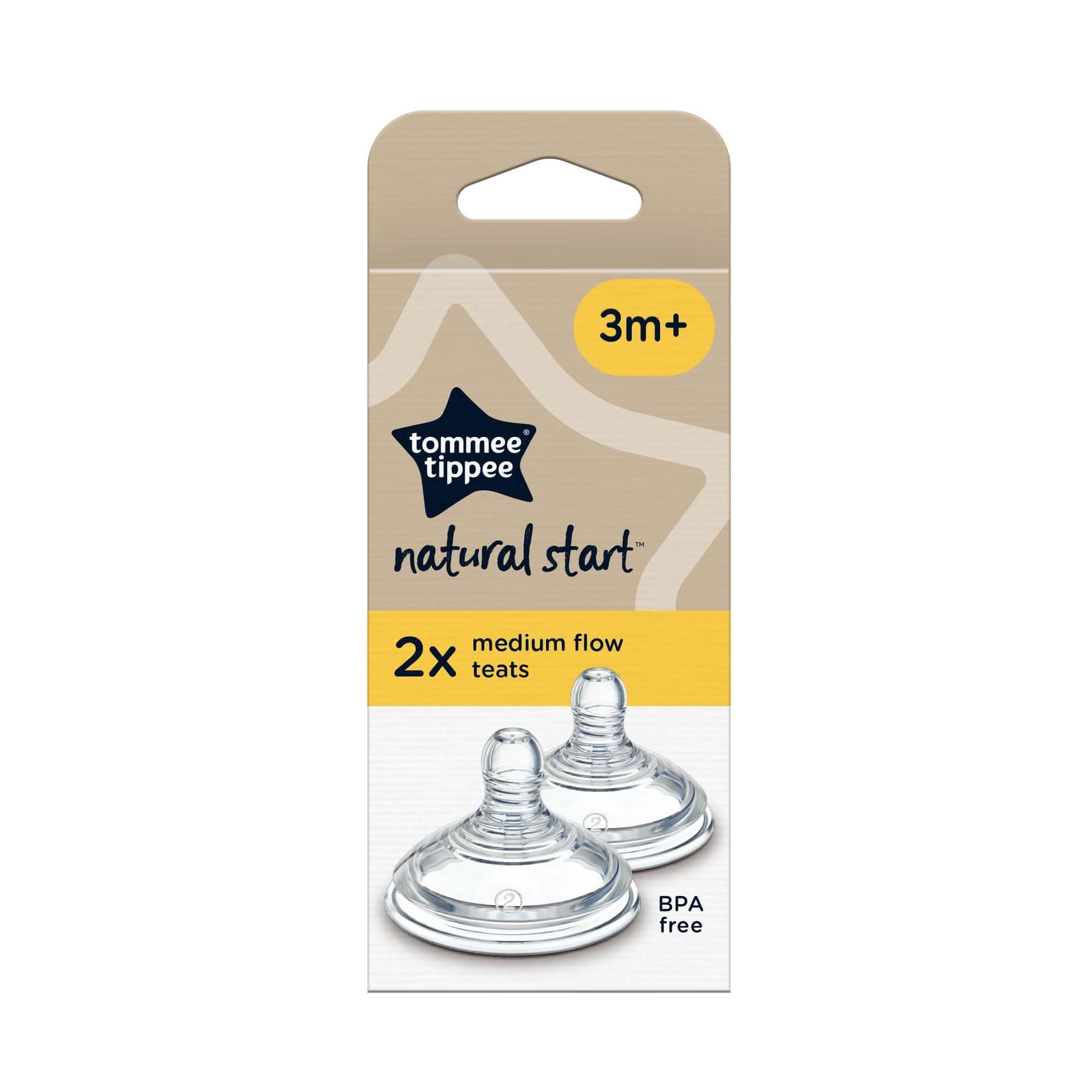 Tommee Tippee Natural Start Baby Bottle Teats, Medium Flow, 3 and up Months, Breast-Like for a Natural Latch, Anti-Colic Valve, Soft Silicone, Pack of 2 thumbnail 2