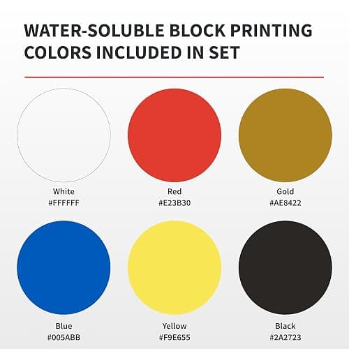 Speedball 3470 Water-Soluble Block Printing Ink Starter Set – 6 Bold Colors with Satiny Finish - 1.25 FL OZ Tubes, Multicolor thumbnail 4