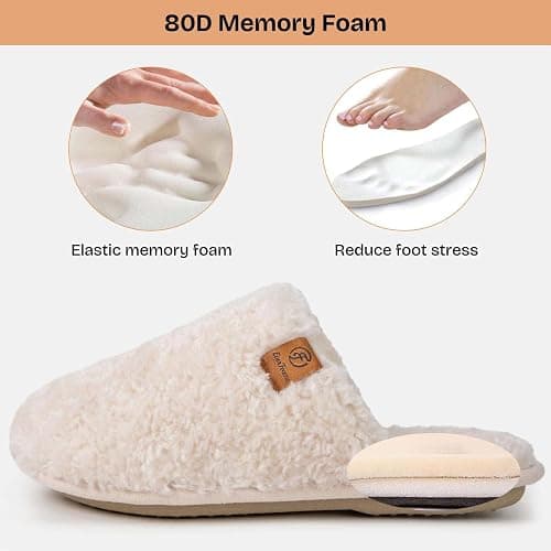 EverFoams Women's Fuzzy Slip-on Slippers Warm Cozy Soft Lightweight Memory Foam Indoor House Shoes thumbnail 5