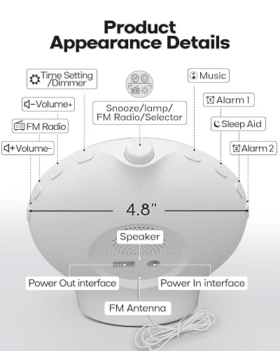 Sunrise Alarm Clock for Heavy Sleepers, Wake Up Light with Sunrise/Sunset Simulation, Dual Alarms & Natural Sounds, Snooze & Sleep Aid, FM Radio, 7 Colors Night Light for Bedroom, Ideal for Gift thumbnail 7